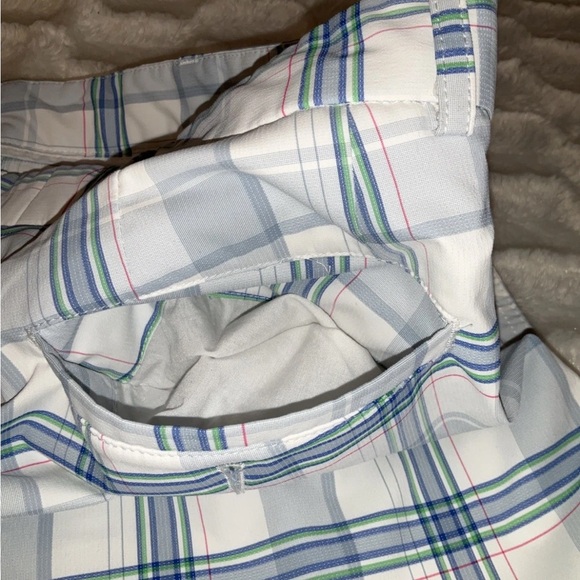 Pebble Beach Performance Shorts Mens Blue White Plaid Size 36 - Picture 9 of 12